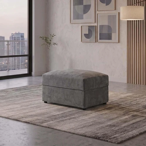Montford Grey Fabric Footstool