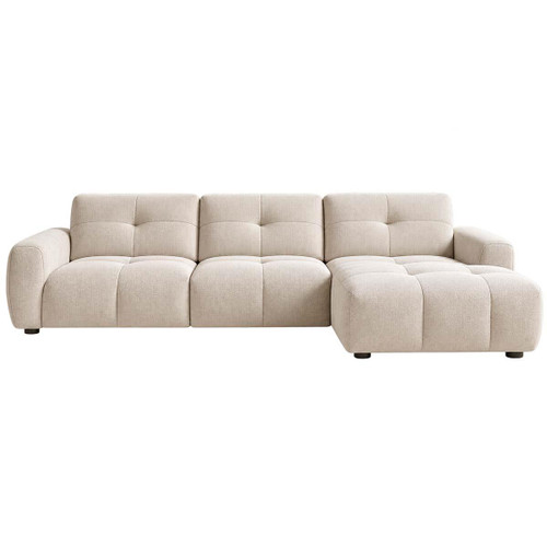 Marsha Large L Shaped Chaise Corner Sofa Fabric Beige or Grey