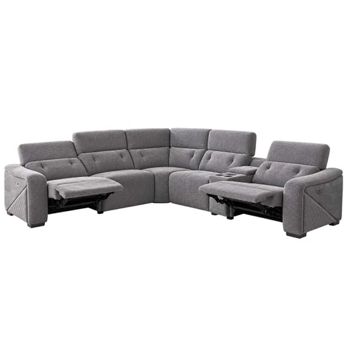Oxley 5 Seater Electric Recliner Corner Sofa – Beige or Grey