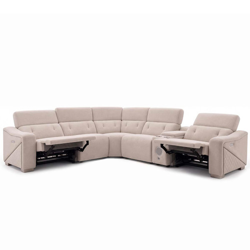Oxley 5 Seater Electric Recliner Corner Sofa – Beige or Grey
