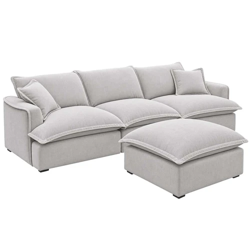 Somerton Feather Filled Modular Sofa with Footstool – Grey or Stone