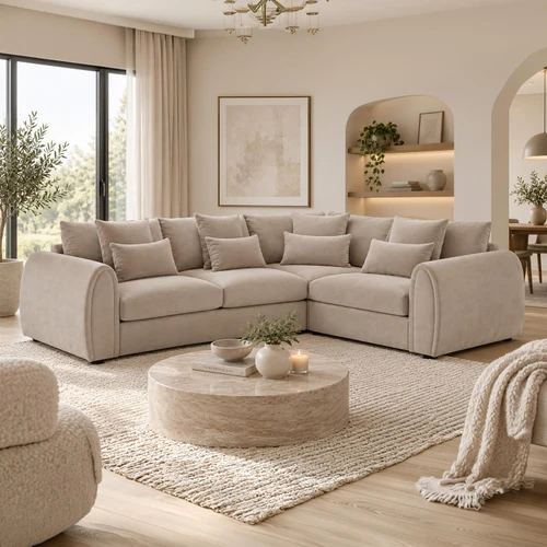 Mercer Plush Velvet L Shaped 4 Seater Corner Sofa