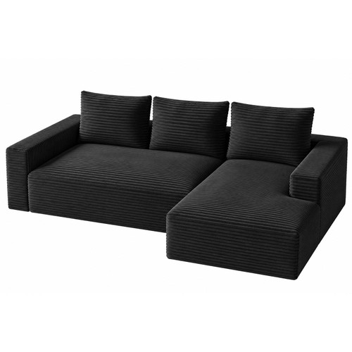 Lilly L-Shaped Corduroy Cloud Sofa with Chaise – Beige or Black