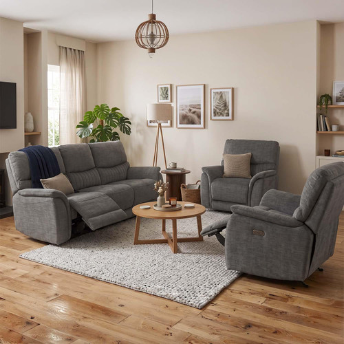 Hoxley  Charcoal Electric Reclining 3 Piece Sofa Suite 3 + 1 + 1