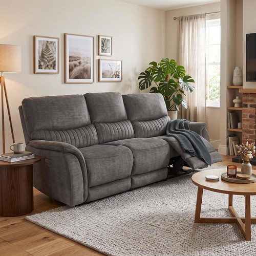 Hoxley  Charcoal Electric Reclining Sofa Suite 3 + 2