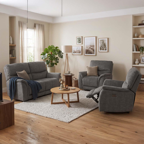 Hoxley  Charcoal Electric Reclining 3 Piece Sofa Suite 2 + 1 + 1