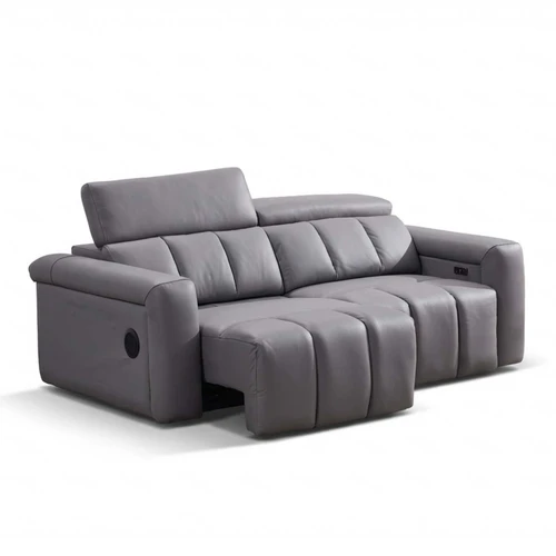 Delilah Electric Reclining Grey 3 Seater Sofa With Soundbar
