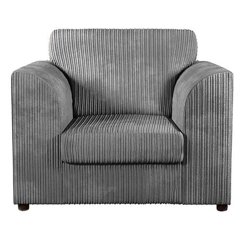 Oxford Grey Jumbo Cord Armchair sofa accessory single seater living room fabric