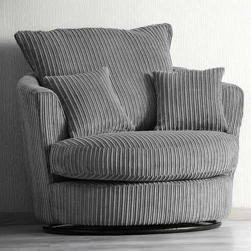 Oxford Modern Cord Fabric Swivel Chair