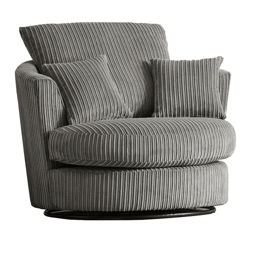 Oxford Jumbo Cord Rotating Swivel Chair Grey living room accessory