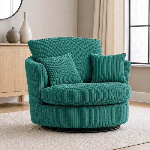 Oxford Modern Jumbo Cord Fabric Swivel Chair