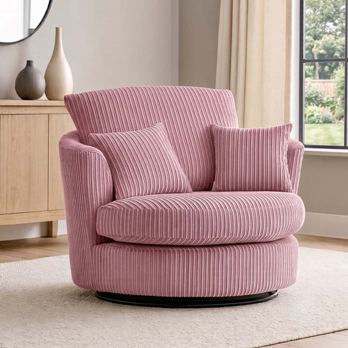 Oxford Modern Jumbo Cord Fabric Swivel Chair