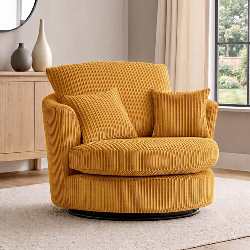Oxford Modern Jumbo Cord Fabric Swivel Chair