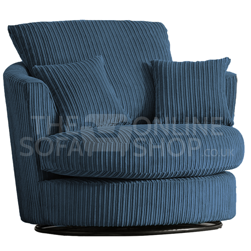 Oxford Swivel Chair Jumbo Cord Blue