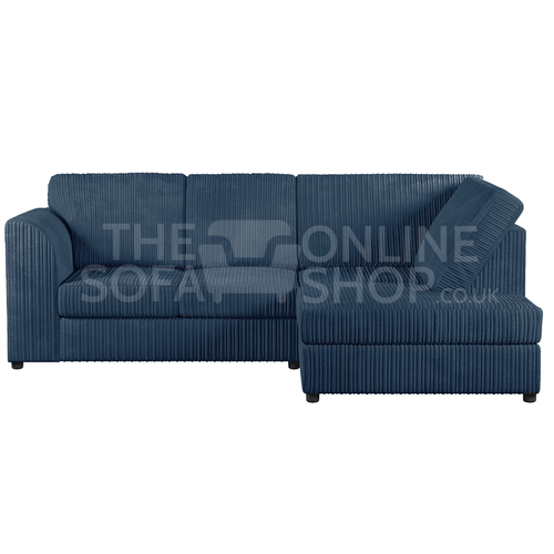 Colourful Oxford Full Jumbo Cord 4 Seater Corner Sofa - Full back Blue