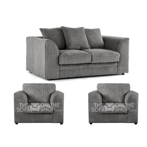 Copy of Oxford Full Jumbo Cord 2 Seater and 2 x Armchairs - Scatter back Grey