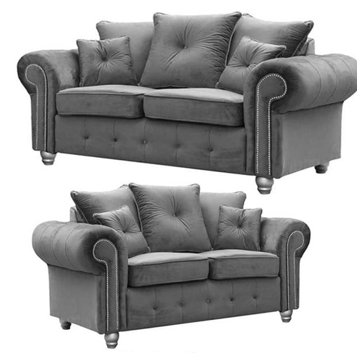 Zoey Plush Velvet Sofa Suite Grey