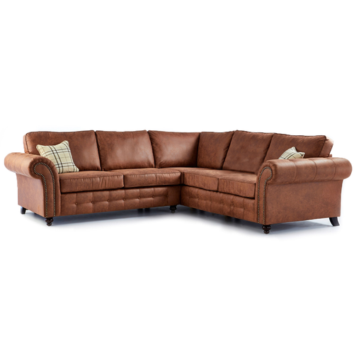 Oakland L Shaped Corner Sofa 5 Seater Tan Brown