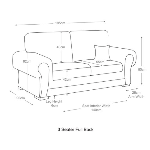Milan 3 Seater Sofa Fullback