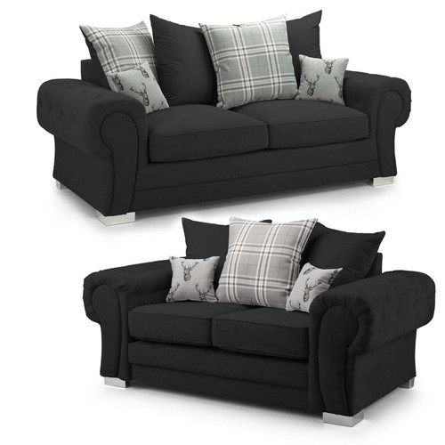 Milan 3 + 2 Seater Fabric Sofa Set Scatter back