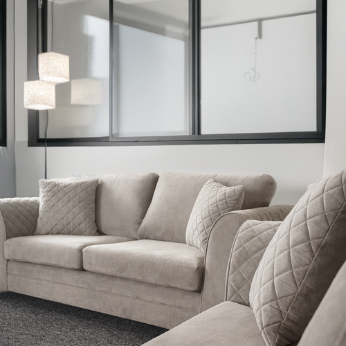 Quilted Fullback 3 + 2 Fabric Chenille Sofa Suite