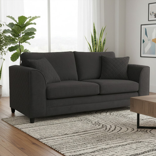 Quilted Fullback 3 Seater Fabric Chenille Sofa