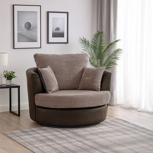 Luca Leather and Fabric Swivel Chair