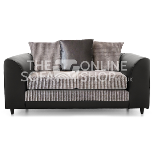 Luca Black and Grey 2 Seater sofa portabella fabric mixed leather and fabric