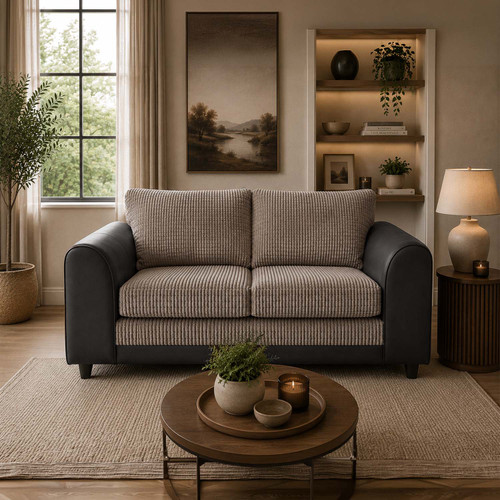 Luca Leather and Fabric 2 Seater Sofa - Full back