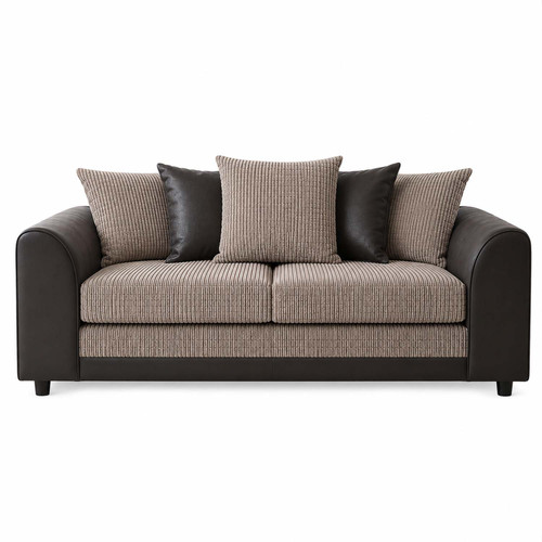 Luca Black and Grey fabric and leather 3 seater sofa brick portabello mixed seats settee couch living room seating cheap affordable