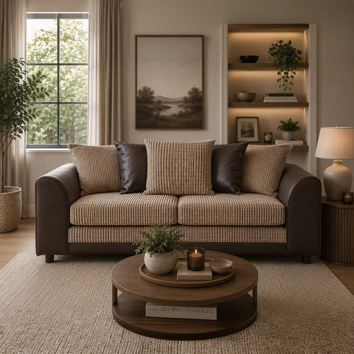 Luca Leather and Fabric 3 Seater Sofa