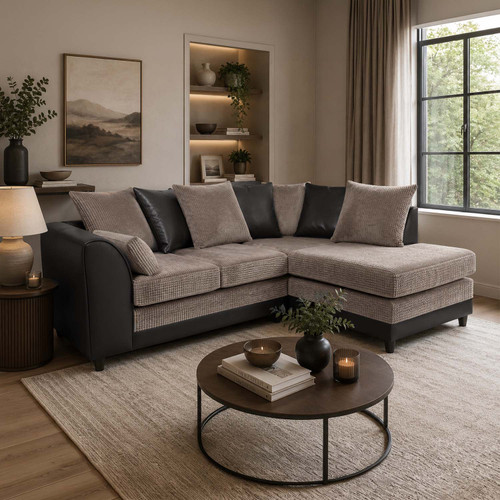 Luca Leather and Fabric Corner Sofa