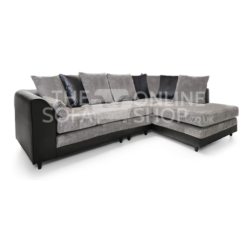 Luca Black and Grey 5 Seater Sofa Fabric and Leather