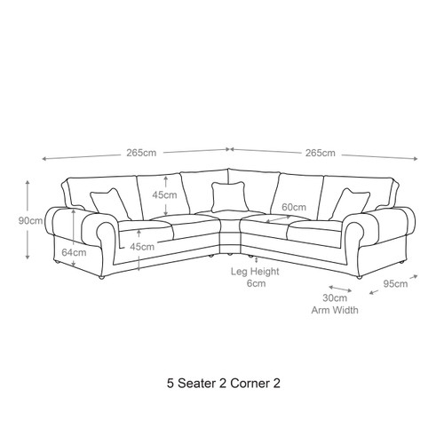 Portland Large 5 Seater Corner Sofa Chesterfield