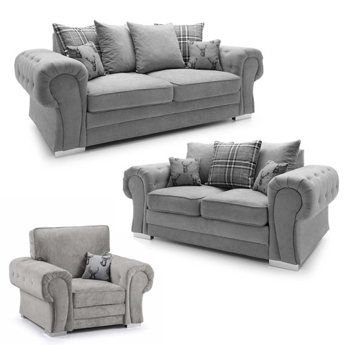 Milan 3 piece sofa suite scatter back chesterfield cheap 3 piece sofa set