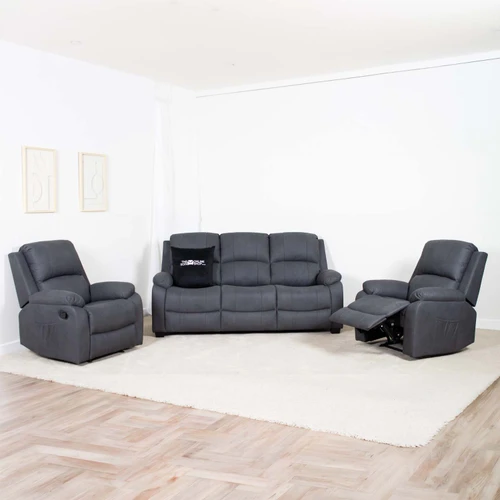 Alaska Grey Full Fabric 3 Piece Sofa Suite - 3 + 1 + 1