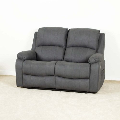 Alaska Grey Full Fabric Manual Reclining Sofa Suite