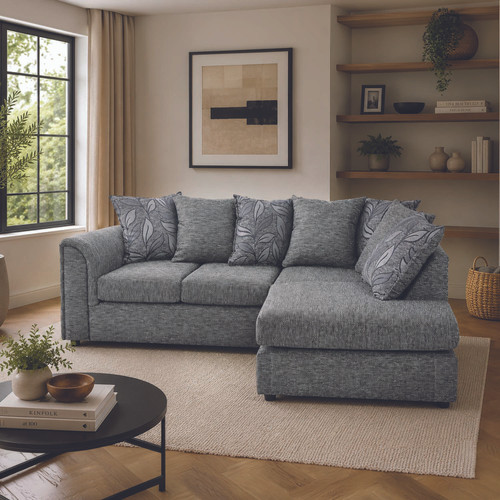Byron Dundee Silver Fabric Corner Sofa