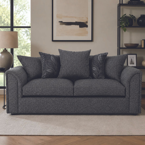 Byron Dundee Grey Fabric 3 Seater Sofa