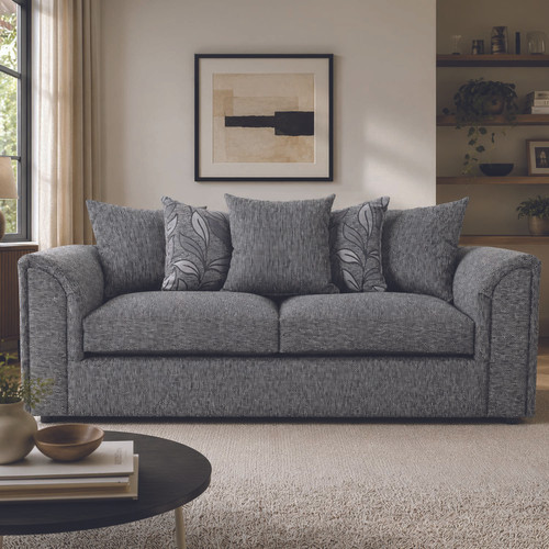 Byron Dundee Silver Fabric 3 Seater Sofa