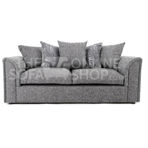 Byron Dundee Silver Light Grey 3 Seater Sofa Small Scatter Back Chenille Fabric