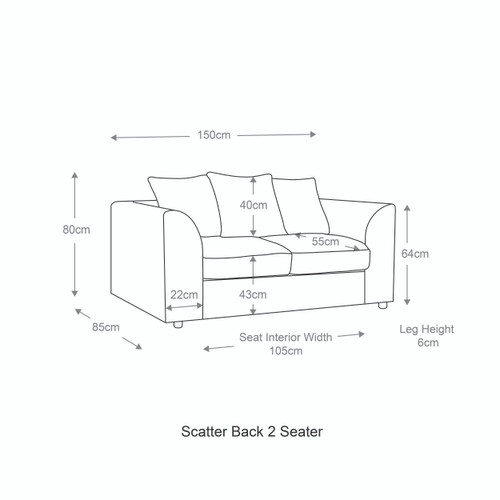 Byron Dundee Grey Fabric 2 Seater Sofa