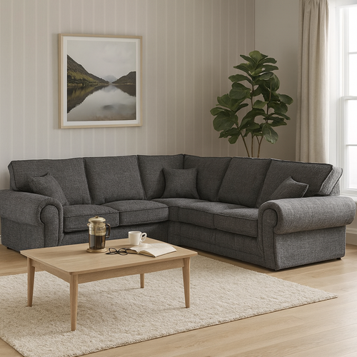 Wilcot Grey Fabric 5 Seater Corner Sofa