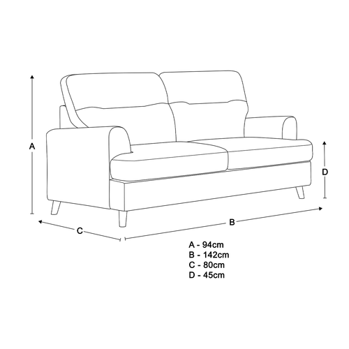 Amber High Back Fabric 2 Seater Sofa