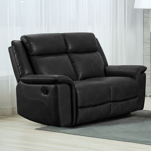 Toronto 2 Seater Manual Reclining Leather Like Sofa Black or Grey