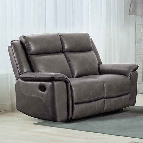 Toronto 2 Seater Manual Reclining Leather Like Sofa Black or Grey