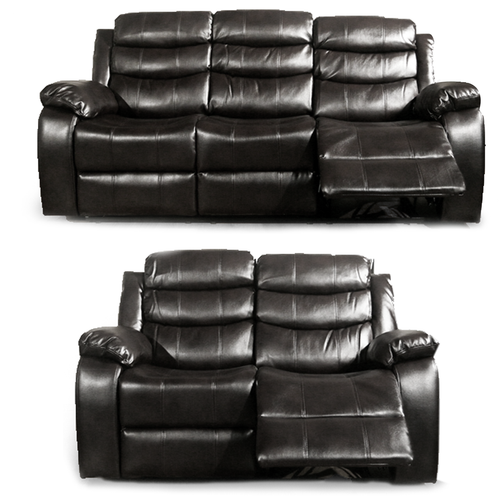 Venlo Leather Reclining Sofa Suite | Black | Brown | Grey