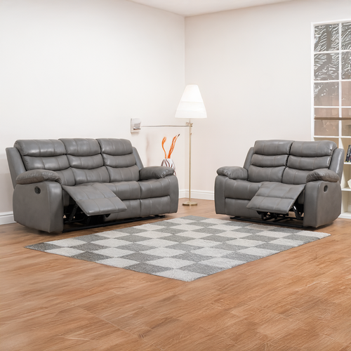 Venlo Leather Reclining Sofa Suite | Black | Brown | Grey