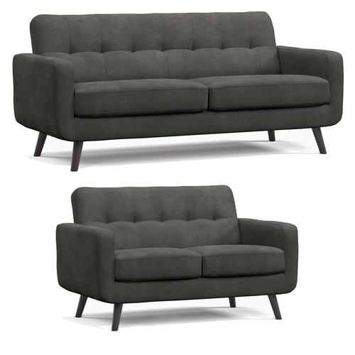 Kendal fabric graphite grey sofa suite 3 seater 2 seater cheap living room furniture seating