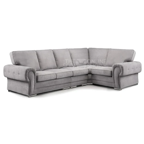 Milan long l shaped 5 seater corner sofa grey full back